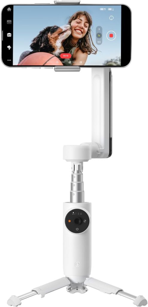 Insta360 Flow - AI-Powered Smartphone Stabilizer, Auto Tracking Phone Gimbal, 3-Axis Stabilization, Built-In Selfie Stick & Tripod, Portable & Foldable, YouTube TikTok Video Kit, Summit White