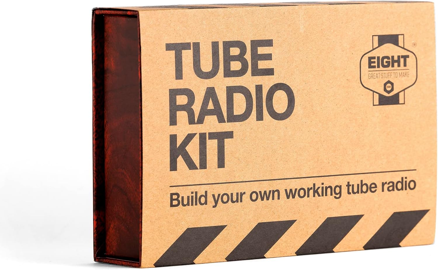 EIGHT Innovation Build Your Own Tube Radio- construct your own piece of radio history with this unique kit, 13 cm x 19 cm x 4 cm, brown