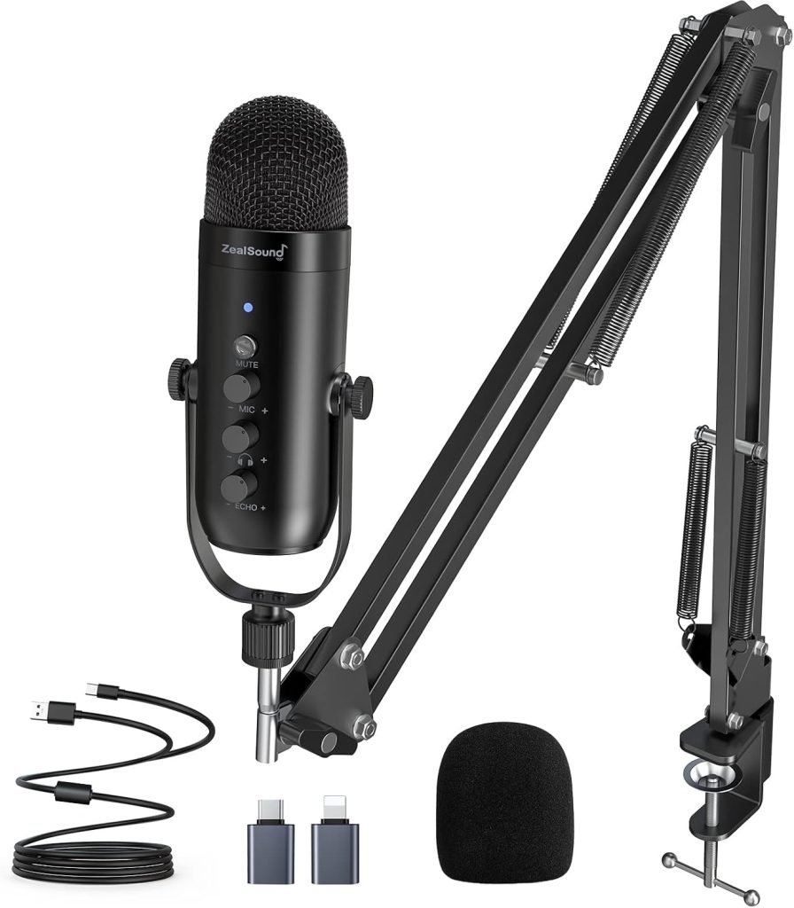 zealsound USB Microphone, Podcast Mic for PC, iPhone & Phones, k66 Boom
