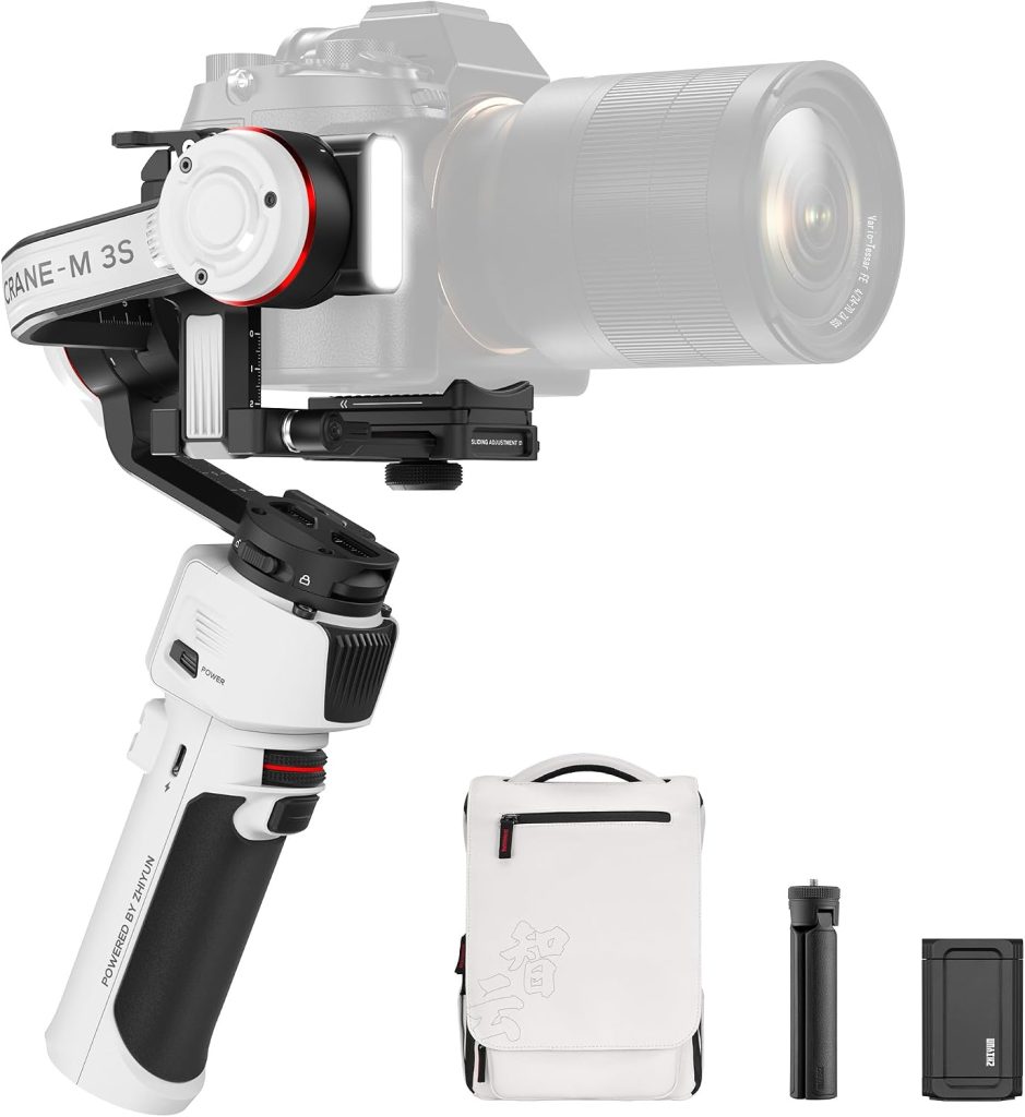 ZHIYUN Crane M3S Combo [Official] Lightweight 3-Axis Camera Stabilizer, Phone Clamp, Outdoor Travel Backpack, Portable Camera Gimbal for Compact Mirrorless Action Cameras, Smartphone, 705g