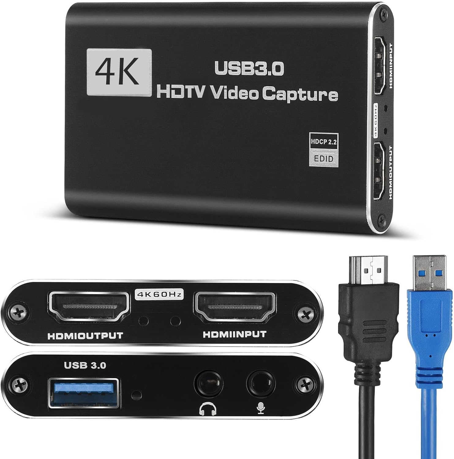 4K HD Video Capture Card, Plug & Play USB 3.0, No Driver Needed