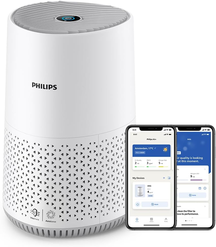 Philips Air Purifier 600 Series, HEPA, Covers 44m², App Control, White