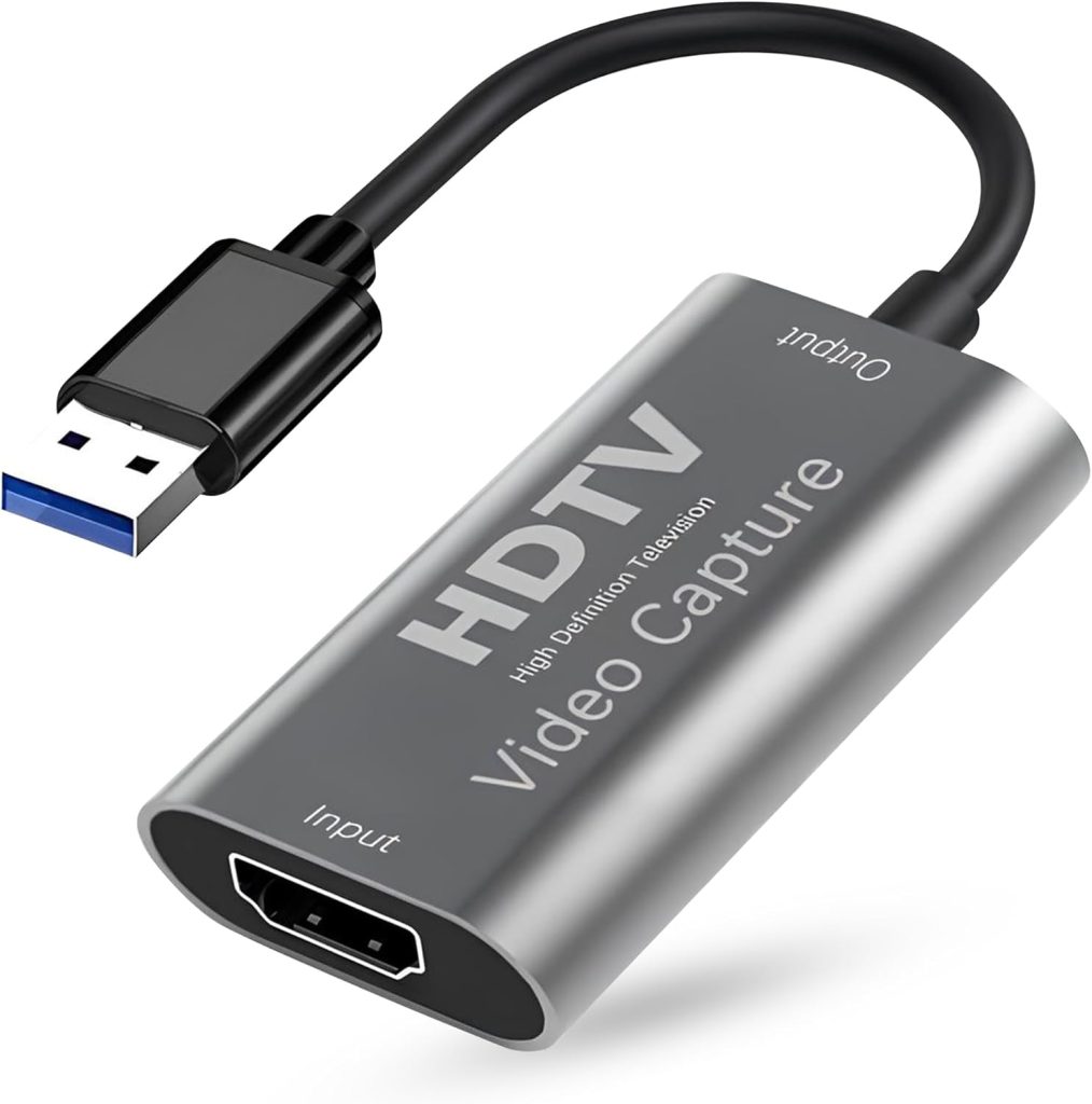 Video Capture Card HDMI to USB, 4K30 Input 1080P60 Output, Low-Lag Streaming for OBS, Plug and Play, for Windows and Mac OS, Game and Recording, Calls