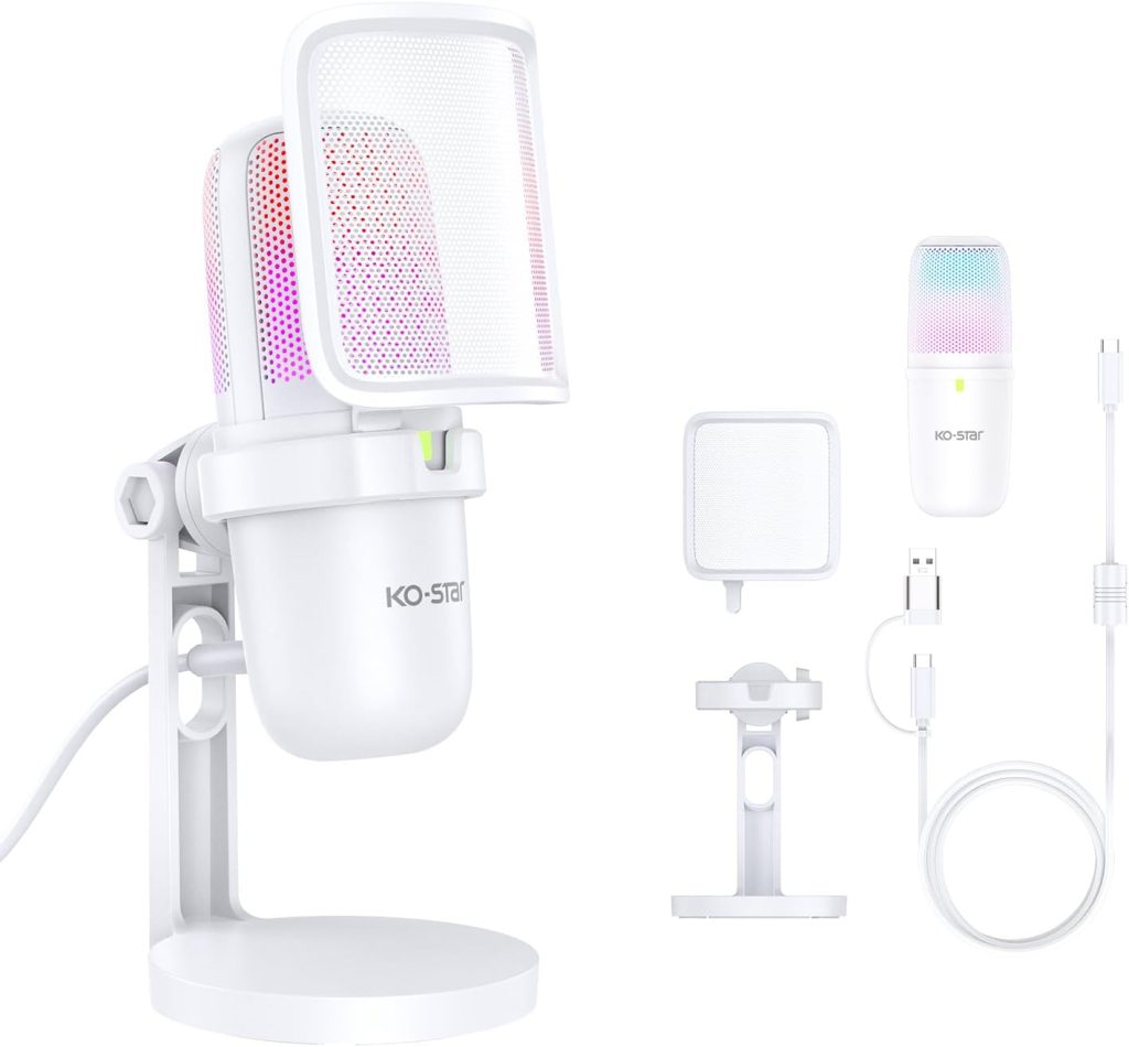 Ko-Star USB Condenser Microphone, Gaming Mic for PC/PS5 Podcast Streaming