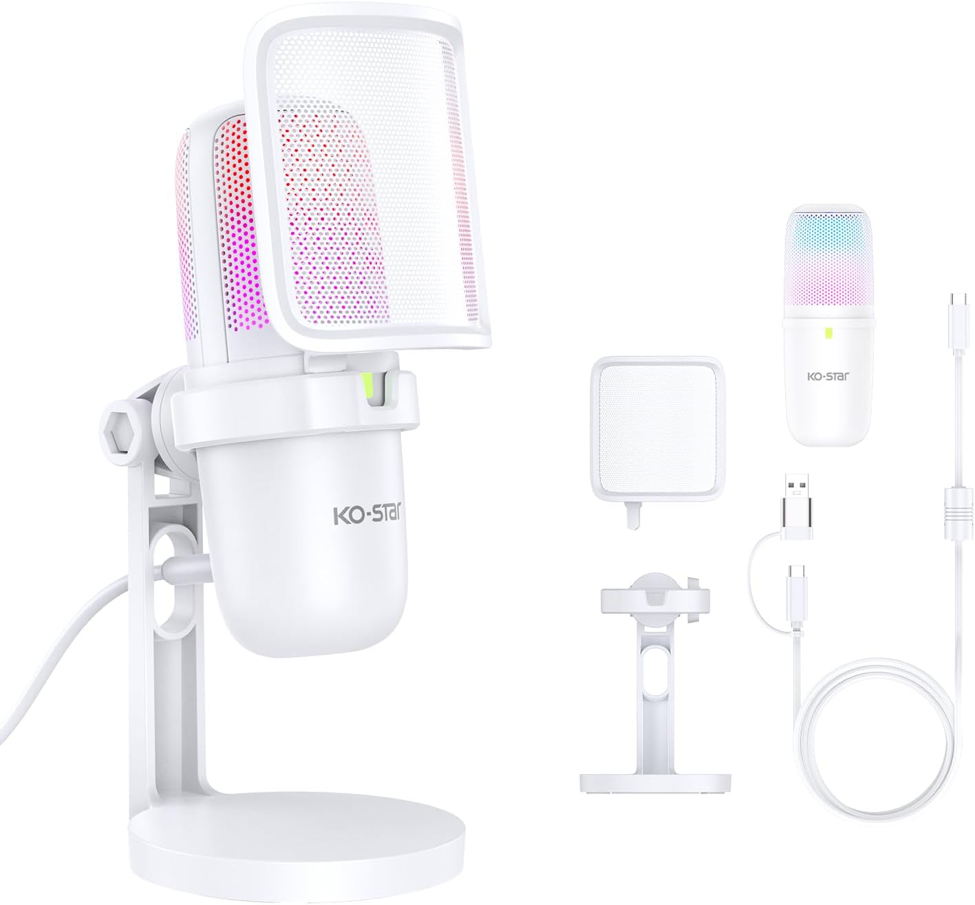 Ko-Star USB Condenser Microphone, Gaming Mic for PC/PS5 Podcast Streaming