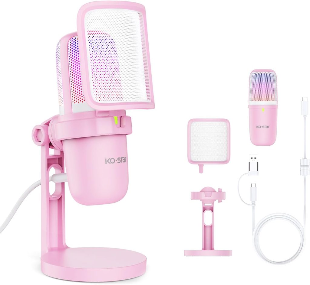 Ko-Star USB Condenser Microphone, Gaming Mic for PC/PS5 Podcast Streaming