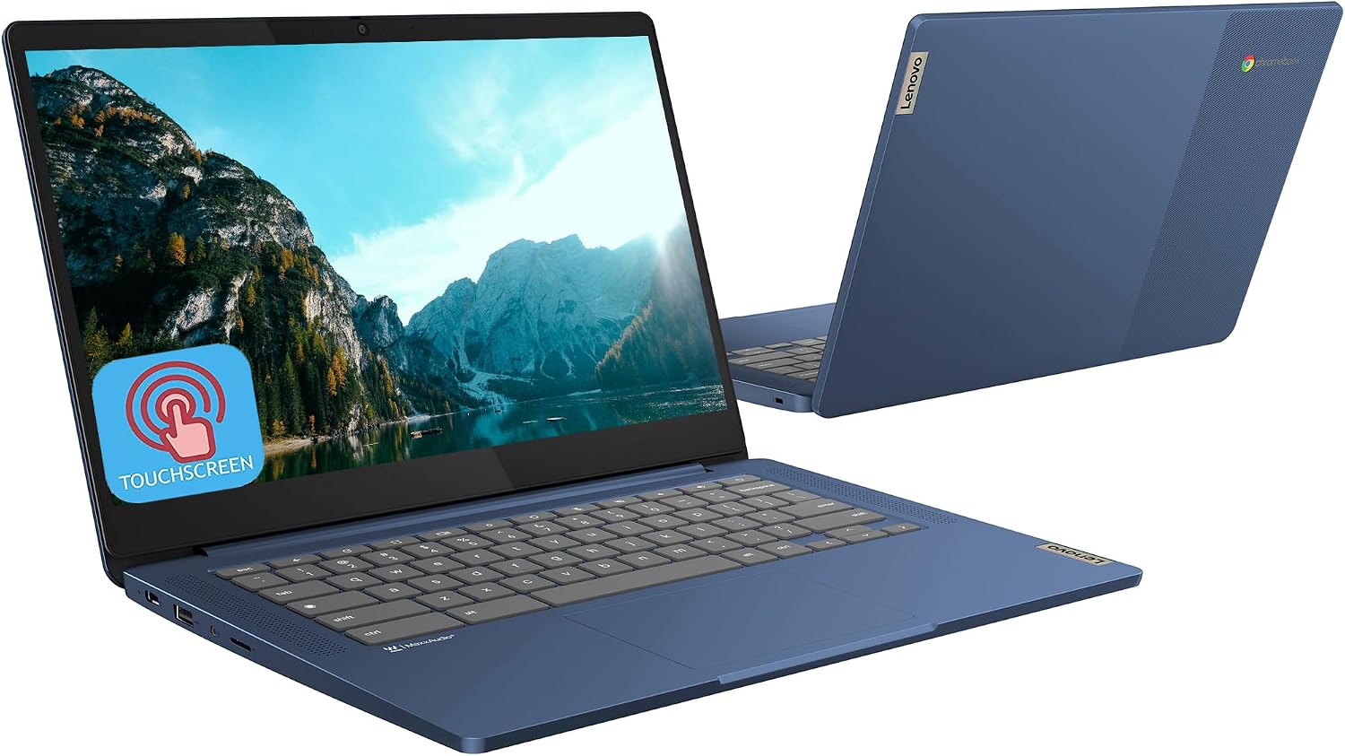 Lenovo 14'' FHD Touchscreen Slim 3 Chromebook Laptop for Business Student, 8-Core MediaTek Kompanio 520, 4GB RAM, 64GB eMMC, 256GB Micro SD Card, Wi-Fi6, Long-Battery Life, Chrome OS