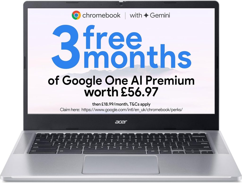 acer Chromebook 315 CB315-4H Laptop - Intel Celeron N4500, 4GB, 64GB eMMC, Integrated Graphics, 15.6-inch FHD, Google Chrome OS, Silver