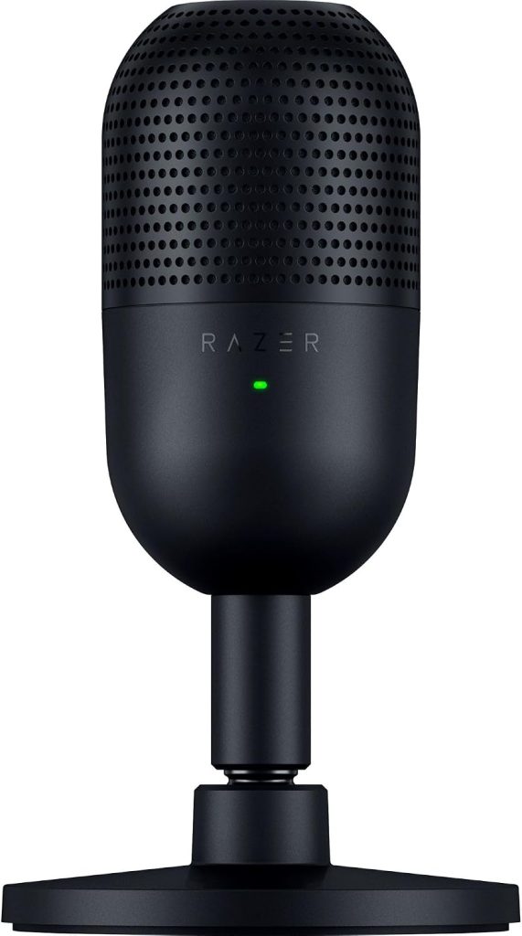 Razer Seiren V3 Mini - Ultra-compact USB Microphone (14 mm Condenser Mic, Supercardioid Pickup Pattern, Tap-to-Mute Sensor with LED Indicator, Built-in Shock Absorber, Plug-and-Play Design) Black