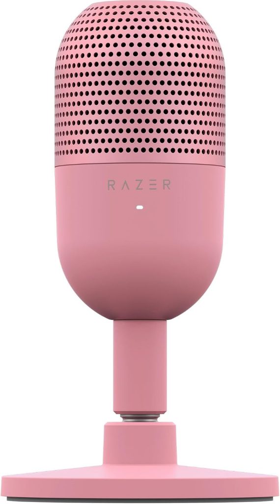 Razer Seiren V3 Mini - Ultra-compact USB Microphone (14 mm Condenser Mic, Supercardioid Pickup Pattern, Tap-to-Mute Sensor with LED Indicator, Built-in Shock Absorber, Plug-and-Play Design) Quartz