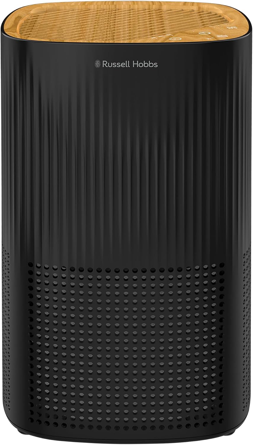 Russell Hobbs Air Purifier for Bedroom Home 100m ³/h CADR, 99.95% Carbon Filter Captures Bacteria, Allergies Odour, Dust, LED Display, Clean Air Mini Aroma Black Scandi Wood Effect RHAP1032WDB