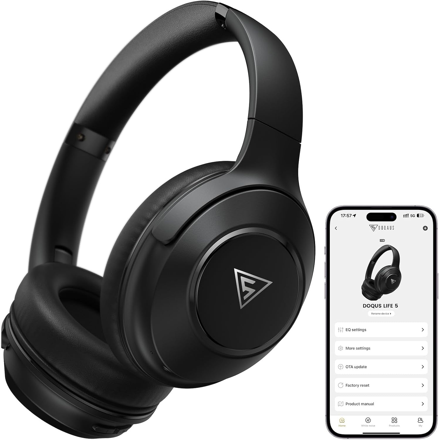 DOQAUS Bluetooth Headphones Over Ear Wireless, 9 EQ Modes & App Control