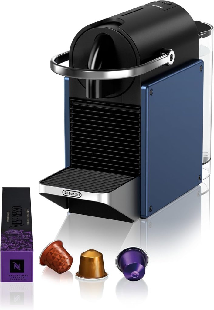 Nespresso De'Longhi Pixie EN127.BL Capsule Coffee Machine with Two Direct Selection Buttons, ECO Mode, Compact Design, 19 Bar Pressure System, 1260 W, Blue/Black