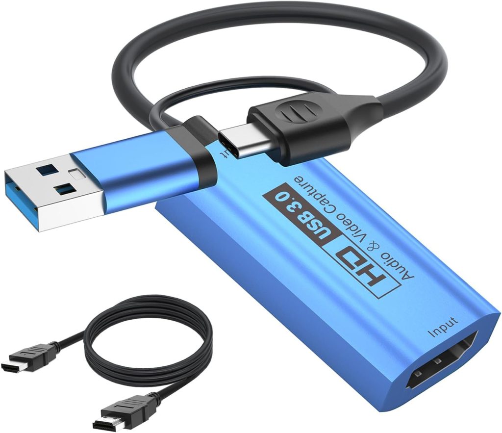 Vedio Capture Card 4K to USB3.0 A/Type C Adapter Video Game Capture for Editing Video,Games,Streaming,Online Teaching