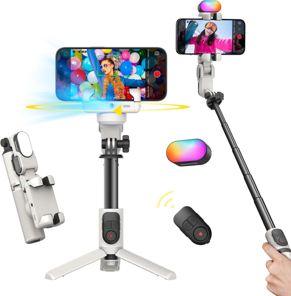 AOCHUAN Gimbal Stabilizer for iPhone, Sefie Stick with Auto Face Tracking