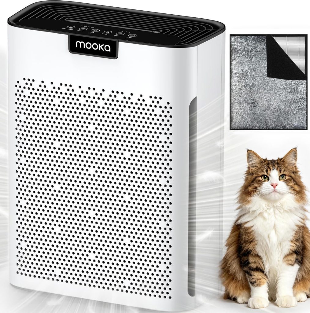 MOOKA Air Purifier for Home Bedroom Covers 2200 Ft², H13 HEPA Air Cleaner