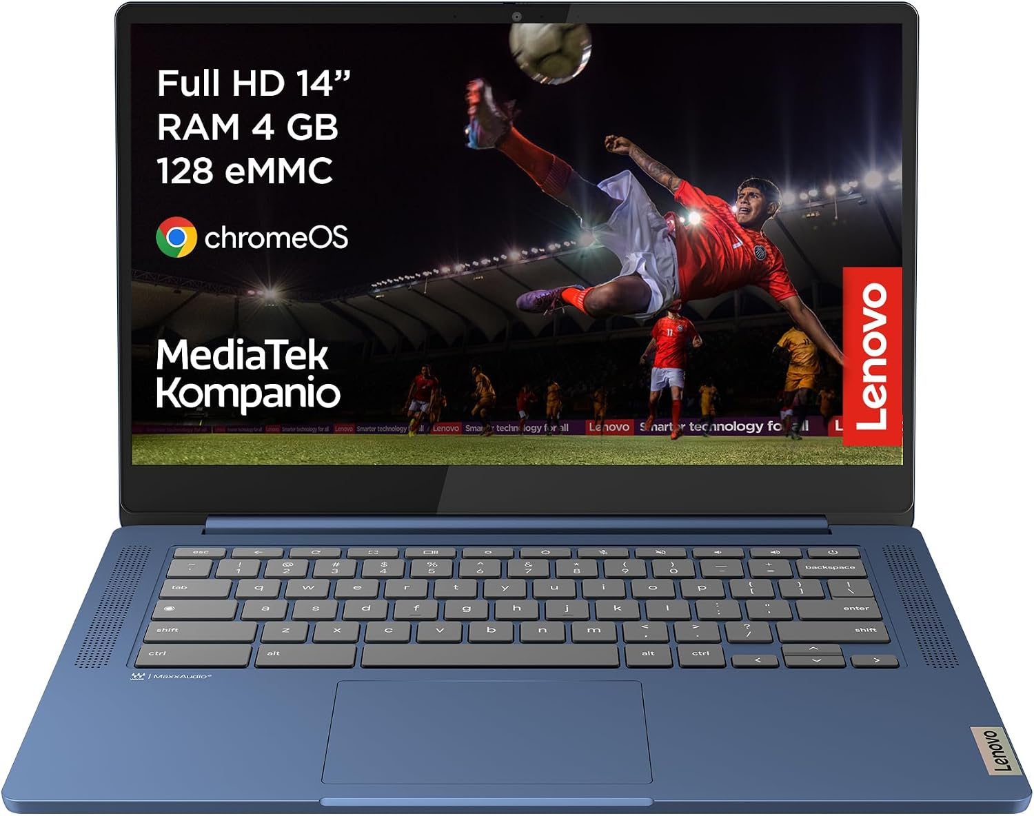 Lenovo IdeaPad Slim 3 Chromebook 14M868 – 14-Inch FHD Laptop (MediaTek Kompanio 520, 4GB RAM, 128GB SSD, Chrome OS) with English (UK) Keyboard – Abyss Blue