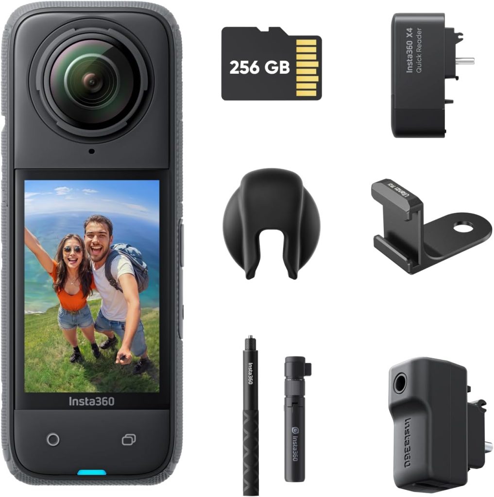 Insta360 X4 Creator Bundle - 8K Waterproof 360 Action Camera, 4K Wide-Angle Video, Invisible Selfie Stick, Removable Lens Guards, 135 Min Battery Life, AI Editing, Stabilization, for Sports, Travel