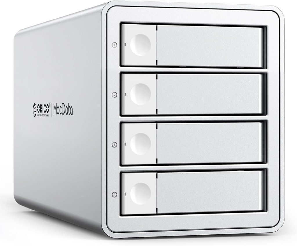 ORICO Daisy Chain 4 Bay Hard Drive Enclosure USB 3.2 Gen 2 Aluminum Das Enclosure Support 22TB and Expansion Max Up to 264TB for 3.5-inchs HDD -9948C3
