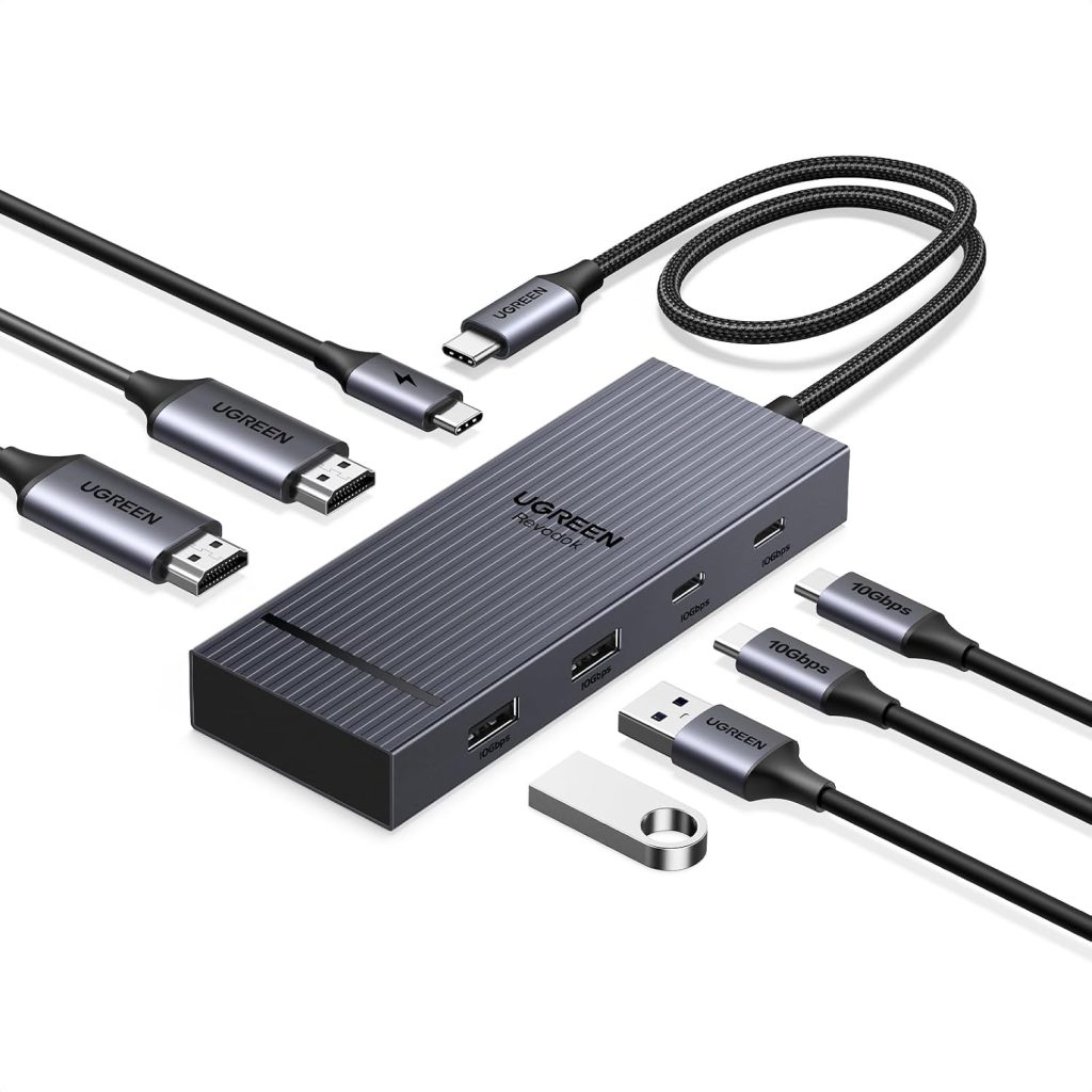 UGREEN Laptop Docking Station Dual Monitor, Dual 4K@60Hz 7-in-1 USB C Hub
