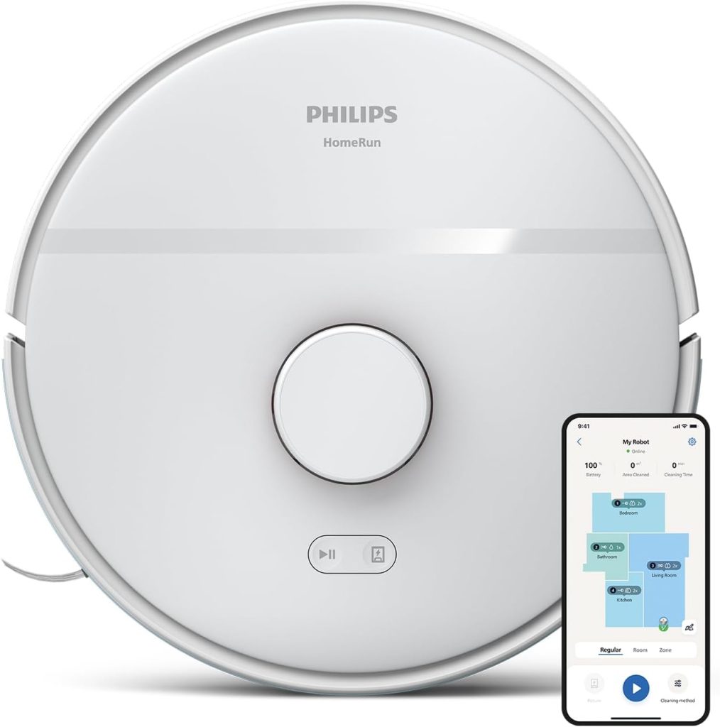 PHILIPS HomeRun 2000 Robot Vacuum and Mop, 2700 Pa, Laser Navigation, White