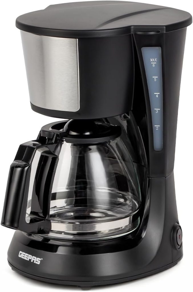 GEEPAS 750ml Filter Coffee Machine Fast Brewing Keep Warm & Anti-Drip 600W