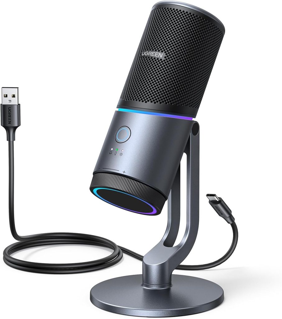 UGREEN USB Microphone 24bit/96KHz RGB Gaming Mic with Noise Reduction