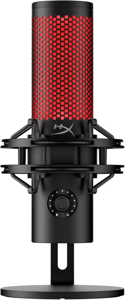 HyperX Quadcast 2 USB Microphone for Gaming, Streaming and Podcasting | On-Board Controls | LED Lighting | Quick Release Shock Mount | Built-in Arm/Stand Mount | PC, Mac, PS5, PS4 | USB-C | Black