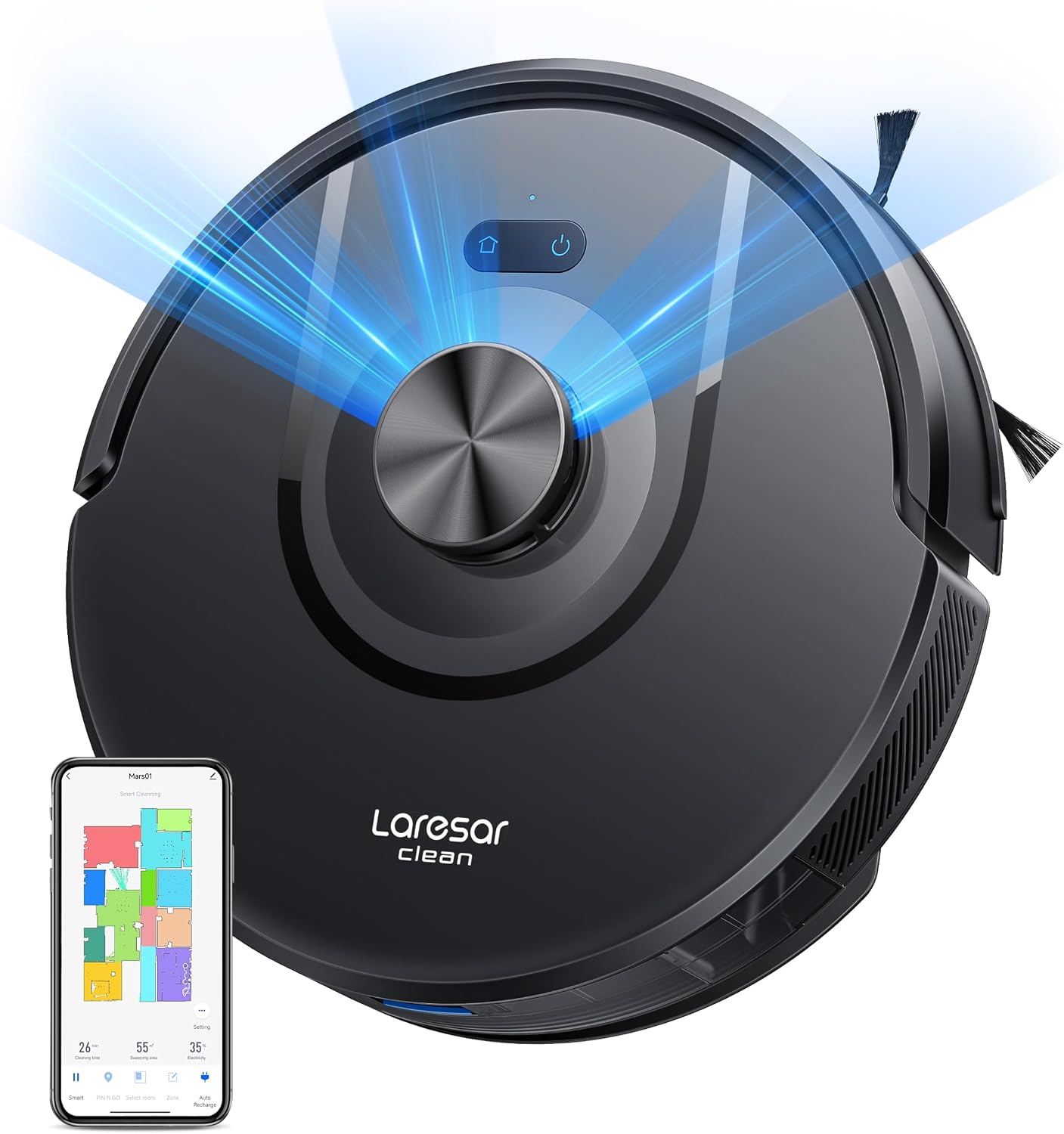 Laresar Clean Robot Vacuum Cleaner with Mop, 8,000Pa Suction with Lidar Navigation, 180Min Runtime Robotic Vacuum, APP/Voice Control, Ideal for Pet Hair, Carpet and Hard Floors, Mars01