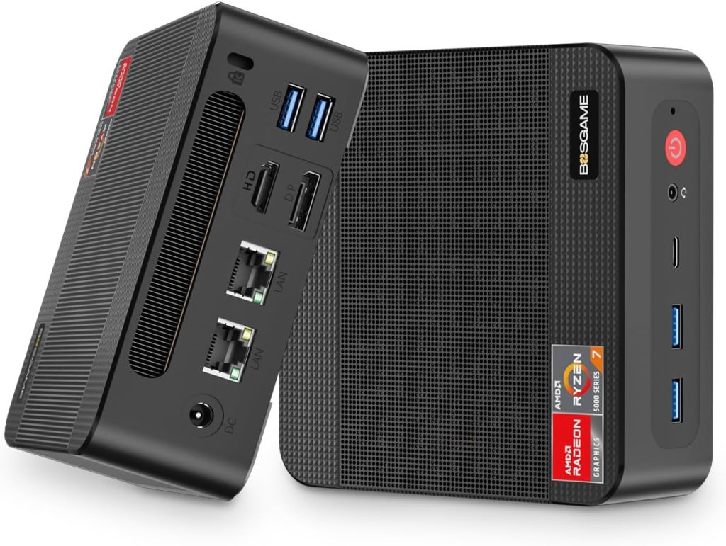 BOSGAME P4 Mini PC Ryzen 7 5700U 16GB DDR4 512GB SSD Mini Computer, Dual NVMe Slots & 2.5G LAN Ports,4K Triple Display,WiFi 6, BT5.2 for Gaming/Office/Home