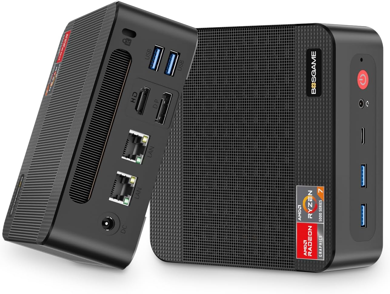 BOSGAME P4 Mini PC Ryzen 7 5700U 16GB DDR4 512GB SSD Mini Computer, Dual NVMe Slots & 2.5G LAN Ports,4K Triple Display,WiFi 6, BT5.2 for Gaming/Office/Home