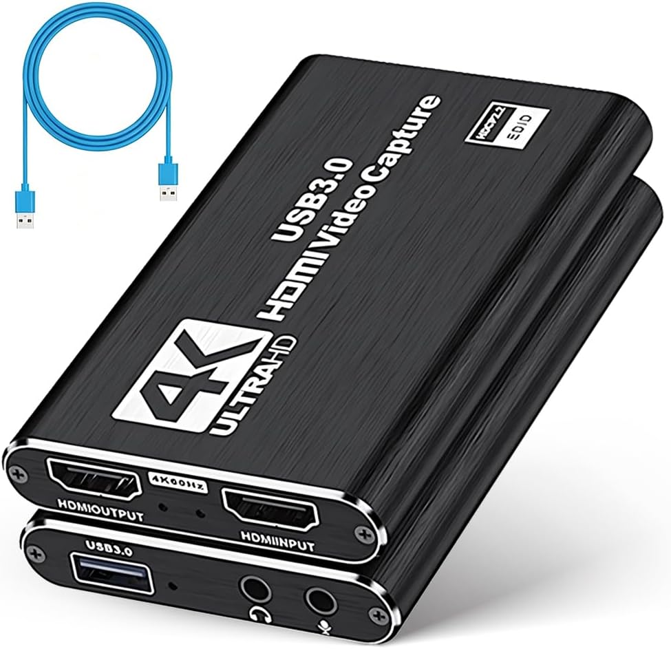 Vantisan 1080P Video Capture Card, 4K HDMI Capture Card, USB 3.0 Game Capture Device, 4K Video Capture Card for Streaming, Recording, Compatible with Windows/Mac/Linux - Plug & Play
