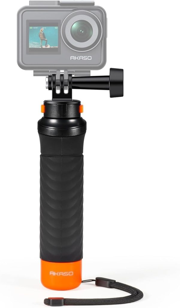 AKASO Waterproof Floating Hand Grip Compatible with AKASO Action Cameras EK7000/Brave 4/Brave 7 LE/Brave 7/Gogro Hero12/11/10/ 9/Max/DJI Osmo Action, Handle Mount Accessories for Water Sports