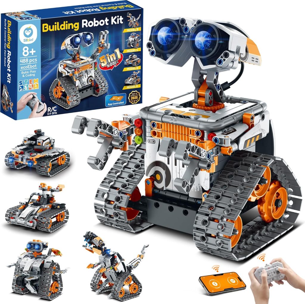 Sillbird 5-in-1 STEM Programmable Robot Building Kit for Kids Aged 8-13