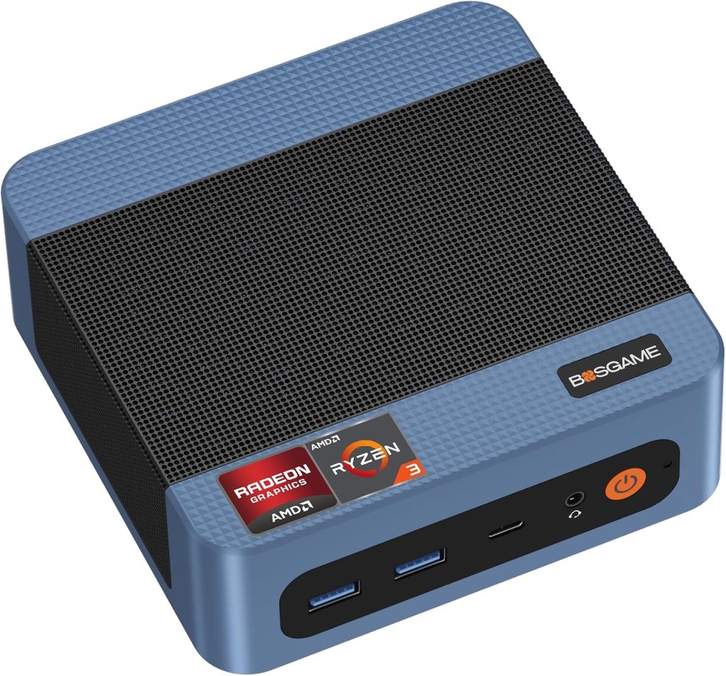 BOSGAME Mini PC E5, Ryzen 3 5300U Mini Computer(4C/8T, Up to 3.8 GHz) 8GB DDR4 RAM, 256GB PCIe NVMe SSD, Dual HDMI Desktop Mini PC, Wi-Fi 5 & Bluetooth 5.0