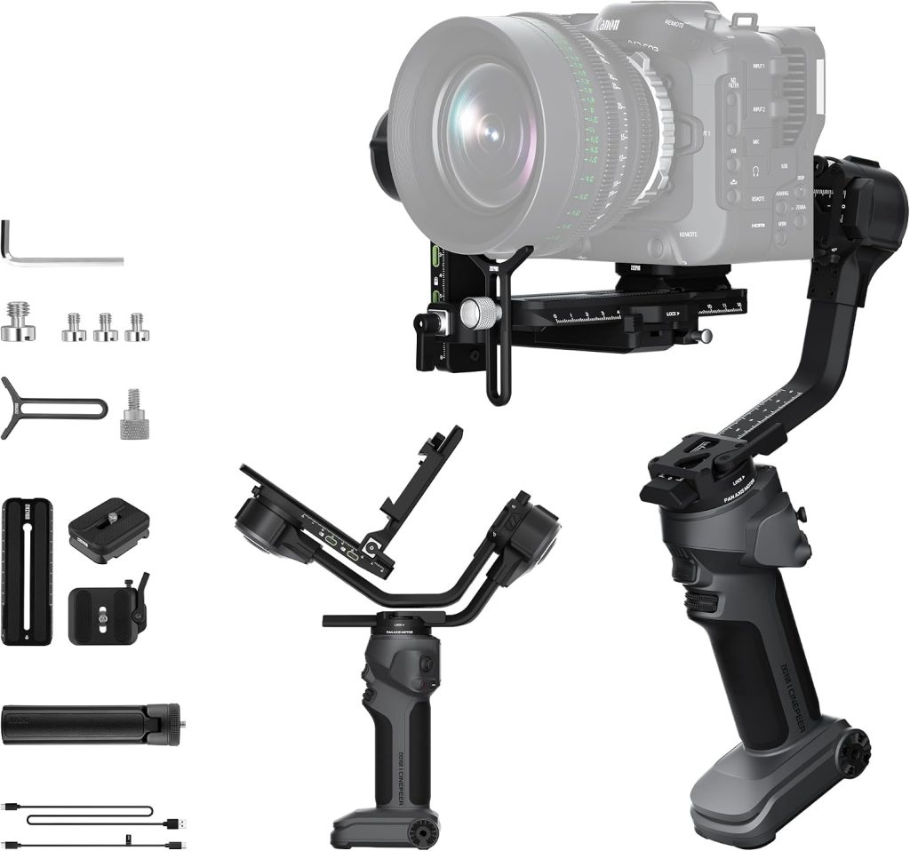 ZHIYUN CINEPEER CRANE 4E Camera Gimbal for DSLR and Mirrorless Cameras, 3-Axis Stabilizer Gimbal, Lightweight Camera Stabilizer for Nikon/Canon/Sony/Panasonic/Fujifilm, Dark Gray