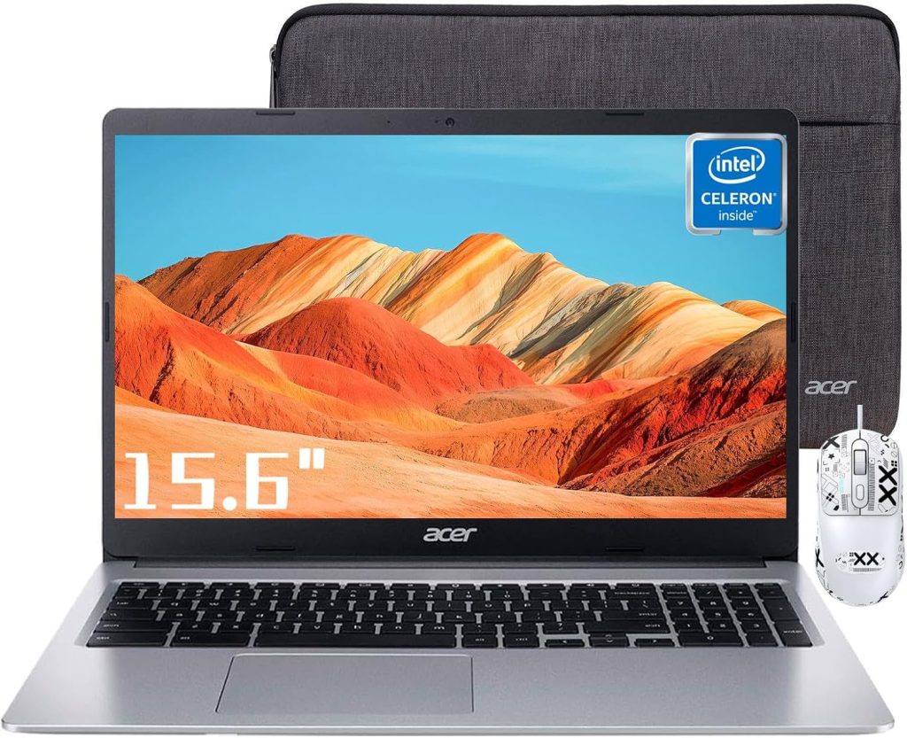 acer Chromebook 315 Laptop, Intel Celeron N4020(Up to 2.8GHz), 15.6" HD Display, 4GB RAM, 64GB eMMC, Intel UHD Graphics, Long Battery Life, WiFi, Bluetooth, Chrome OS, with Mouse