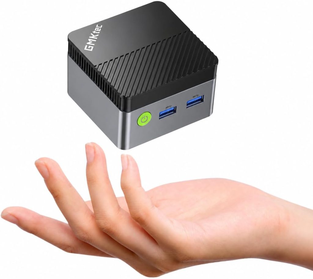 GMKtec G5S Mini PC (3 Ans de Support) Ordinateur de Bureau Compact Intel N5095 avec 8 Go RAM LPDDR4 128 Go SSD M.2, 2 Ports HDMI 4K@60Hz, 3 Ports USB 3.2, Wi-FI 6, BT 5.2, Lecteur SD