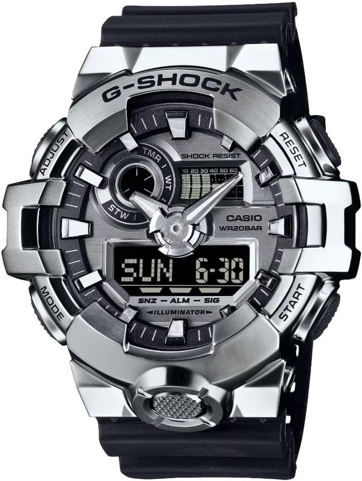 Casio G-Shock G-Steel Silver Analog Digital Mens Watch GM700-1A, Silver, Strap