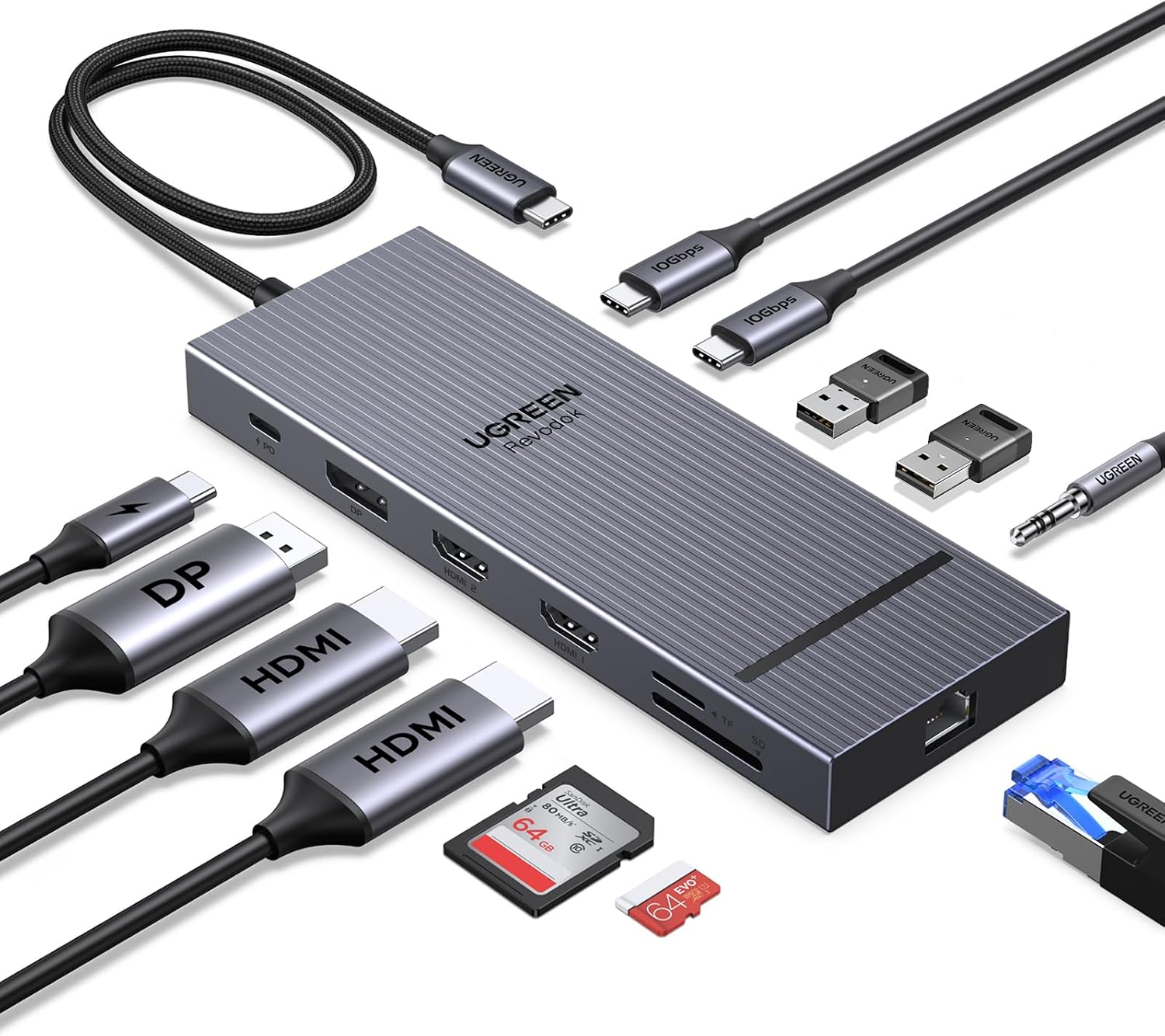 UGREEN Laptop Docking Station 12-in-1 Triple Display, 2HDMI+DP USB C Hub