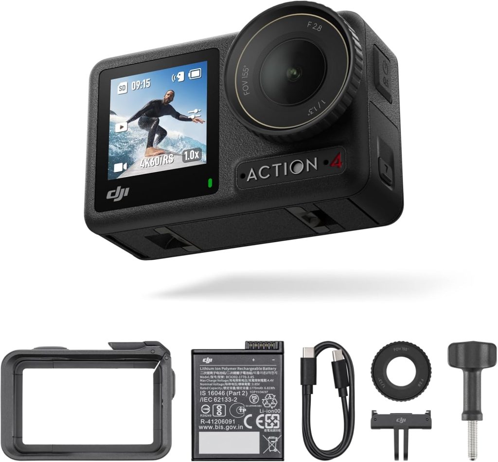 DJI Osmo Action 4 Essential Combo, 4K/120fps Action Camera