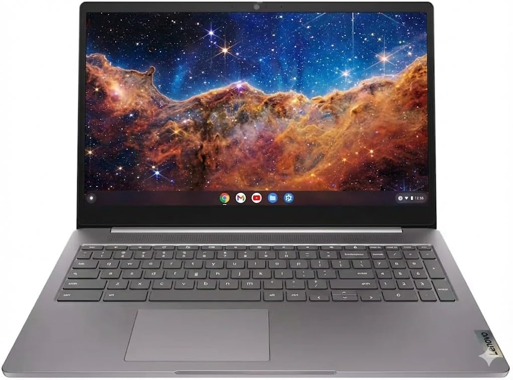 Lenovo 15.6" FHD Chromebook-Intel Quad-Core N4120(> N4020) 4GB RAM,128GB Storage,(64GB eMMC+64GB SD Card),Home & Student Laptop,with Privacy Camera,Wi-Fi6,HDMI1.4,Chrome OS,Artic Grey