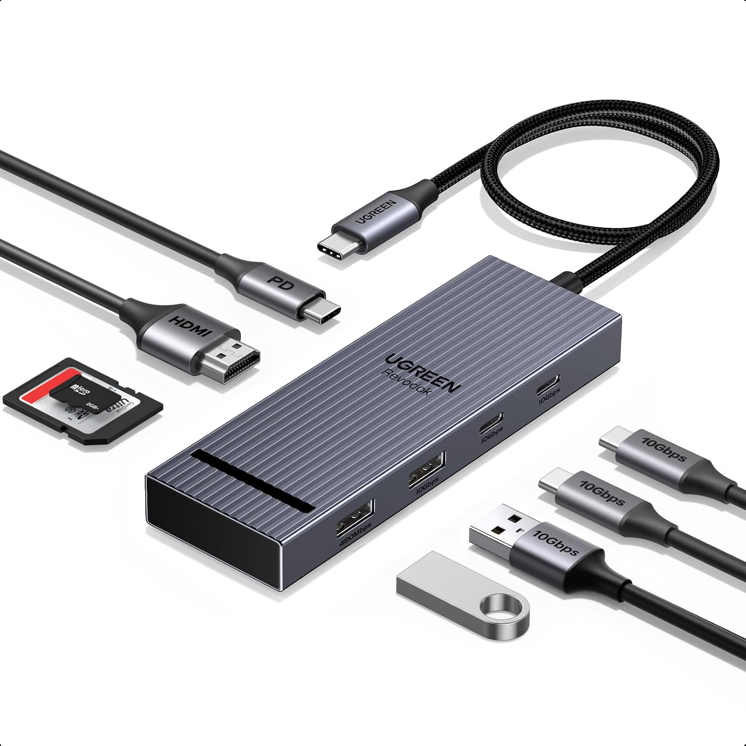 UGREEN USB C Hub, 8-in-1 4K@60Hz USB-C to HDMI Multiport Adapter