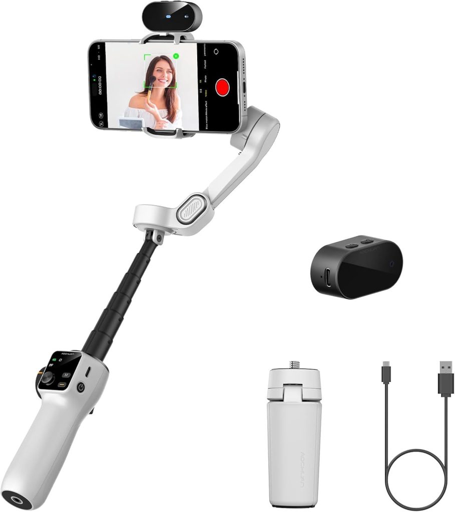 AOCHUAN Gimbal Stabilizer for iPhone with AI Module, No APP(Smart V8 AI)