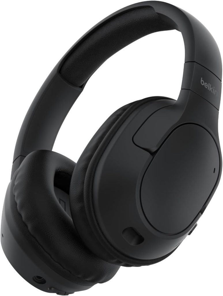 Belkin SoundForm Surround Bluetooth Over-Ear Headphones, Environmental Noise Cancelling Headphones, Wireless with 60H Playtime and Soft Ear Cups for iPhone, Galaxy, iPad, Travel, Home or Office, Black