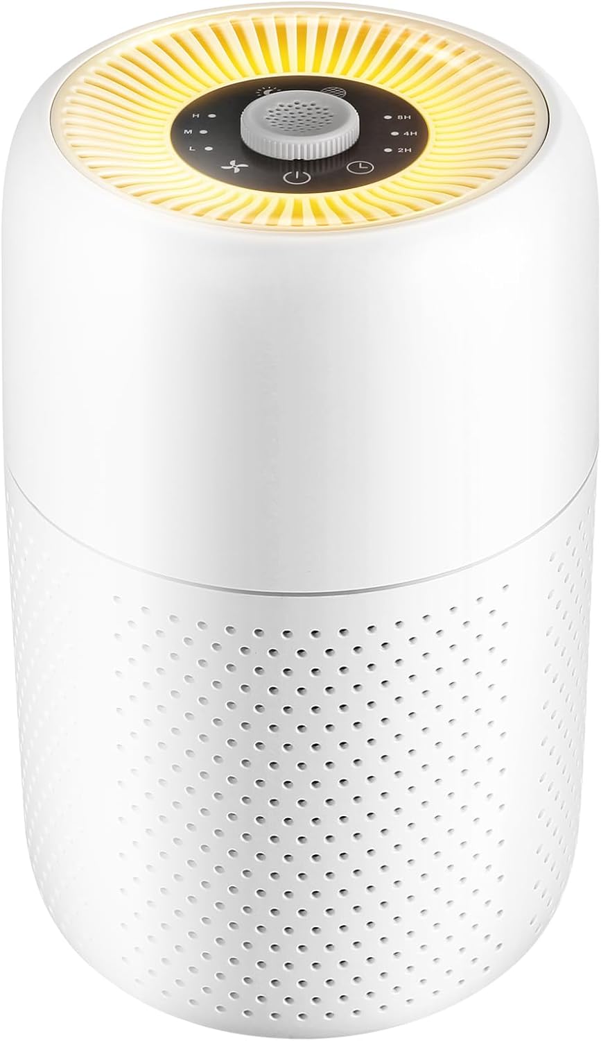 MELEDEN Air Purifiers for Bedroom with True HEPA13 Filters,Pet Air Purifier with Aroma Pad for Wildfires Smoke Pollen Dander,22dB Quiet Air Cleaners for Baby Room Office Dorm P60 (White)