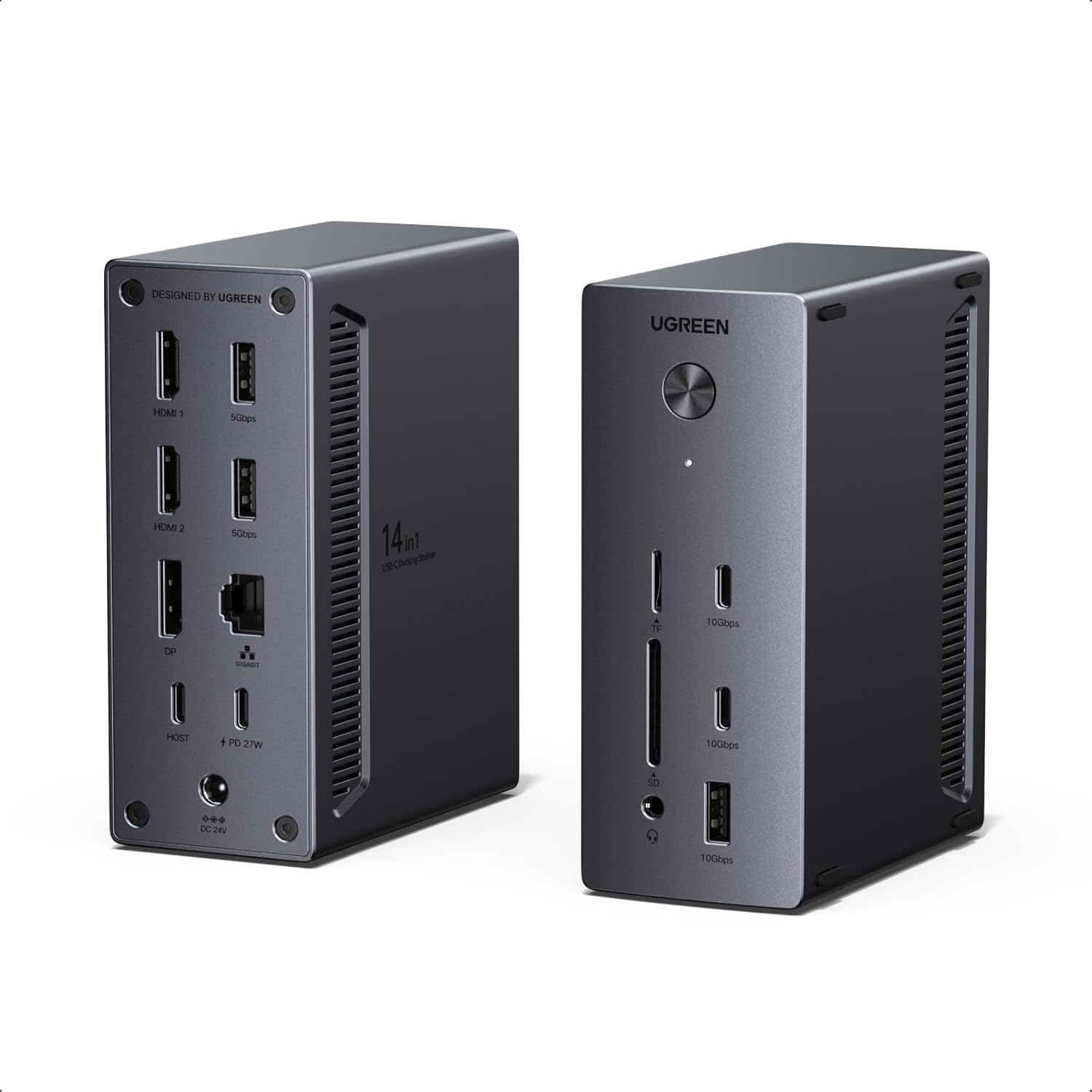 UGREEN Laptop Docking Station, 14-in-1 Triple 4K Display Dock (2 HDMI + DP)