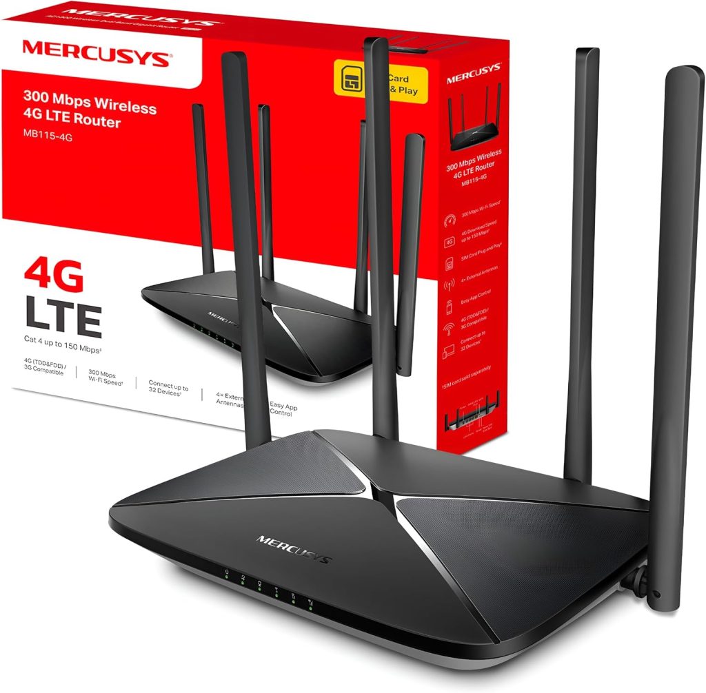 MERCUSYS MB115-4G 4G Router with SIM Slot, N300 Portable WiFi Travel Router