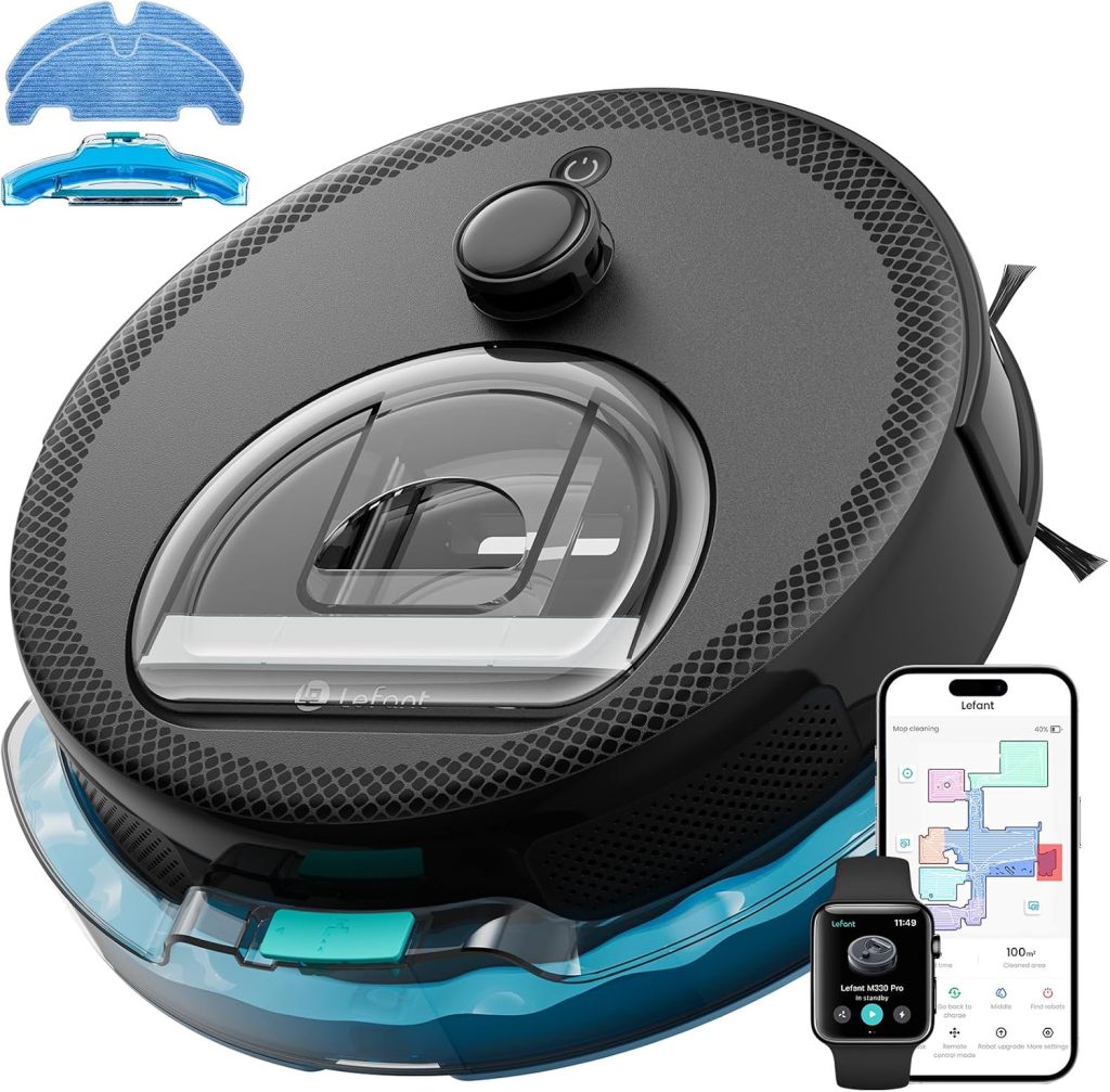 Lefant M330 Pro Robot Vacuum Cleaner with Mop | 5000Pa Suction, dToF LiDAR Navigation | 190° Obstacle Detection | WiFi 2.4G/5G & App Control | 150 Mins Runtime | Alexa | Pet Hair Specialist