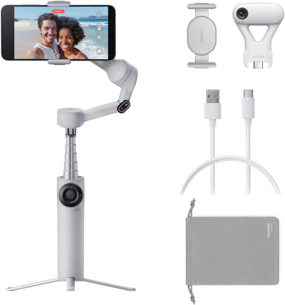 Insta360 Flow 2 Plus AI Tracker Bundle Grey - Gimbal for iPhone/Android